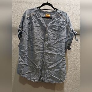 Ruby Rd. Blue and White Striped Top